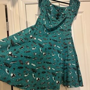 Collectif Retro Teal Car Print Dress